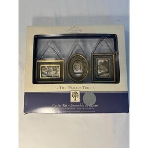 Hallmark Keepsake The Family Tree Starter Kit Mini Frame Ornaments Gold 2004 NIB